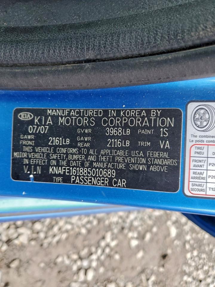 2008 Kia Spectra5 5 Sx VIN: KNAFE161885010689 Lot: 93093135