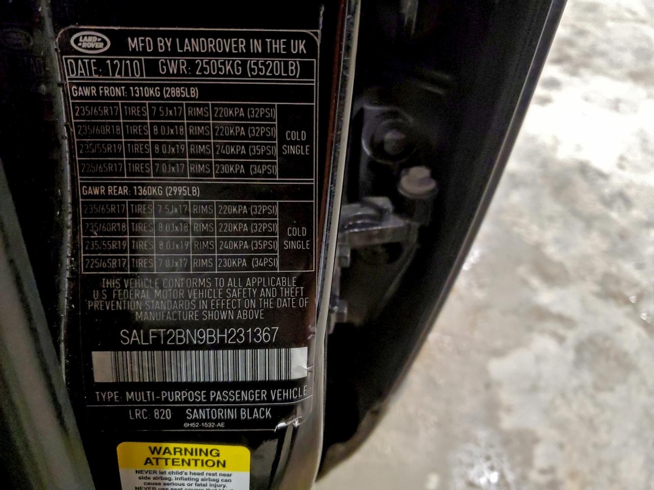 2011 Land Rover Lr2 Hse Luxury VIN: SALFT2BN9BH231367 Lot: 94471805