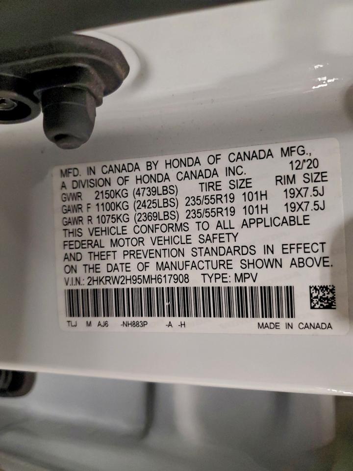 2021 Honda Cr-V Touring VIN: 2HKRW2H95MH617908 Lot: 93641415