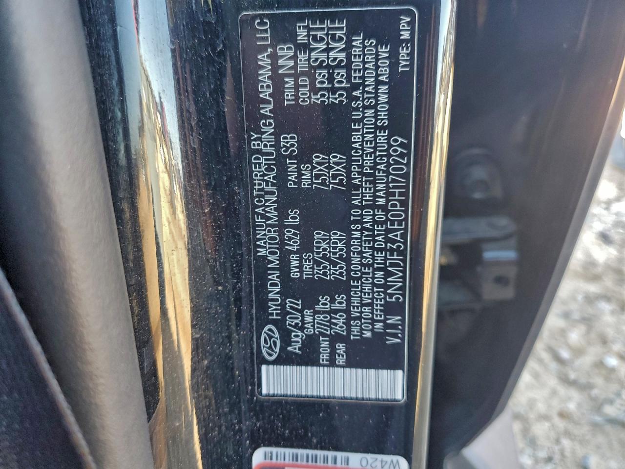 2023 Hyundai Tucson Sel VIN: 5NMJF3AE0PH170299 Lot: 94560205