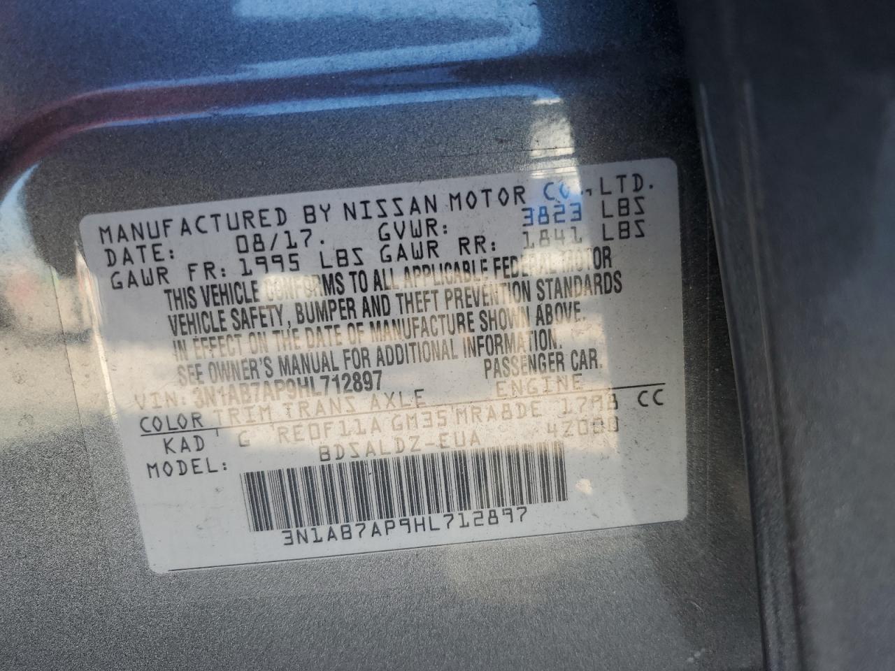 2017 Nissan Sentra S VIN: 3N1AB7AP9HL712897 Lot: 93120525