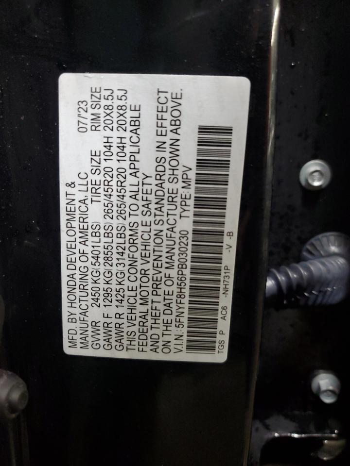 2023 Honda Passport Exl VIN: 5FNYF8H56PB030230 Lot: 93457065