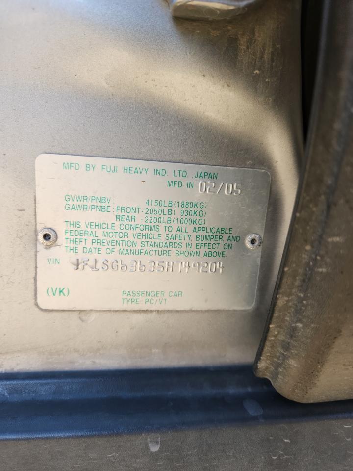 2005 Subaru Forester 2.5X VIN: JF1SG63635H749204 Lot: 92840455