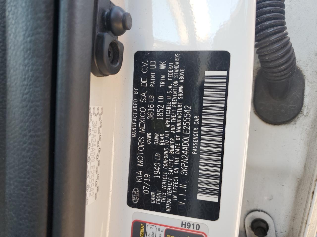 2020 Kia Rio Lx VIN: 3KPA24AD0LE255542 Lot: 90795975