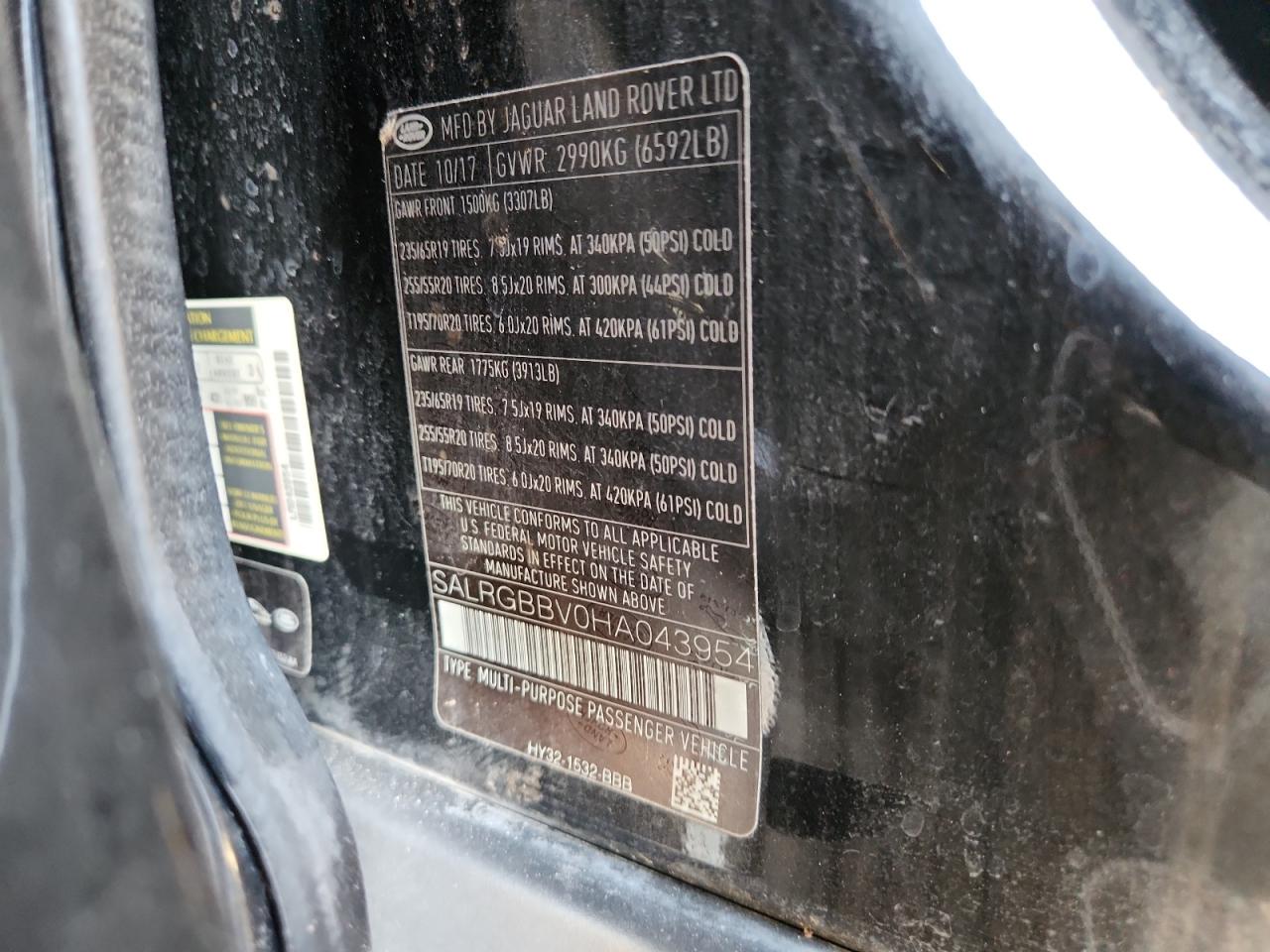 2017 Land Rover Discovery Se VIN: SALRGBBV0HA043954 Lot: 93648575