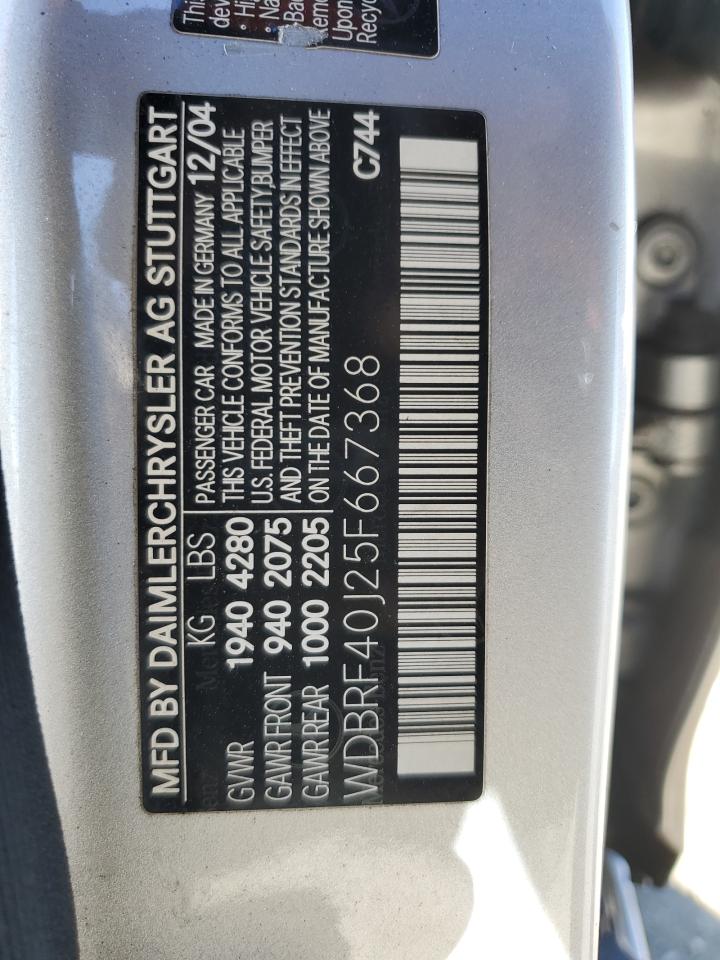 2005 Mercedes-Benz C 230K Sport Sedan VIN: WDBRF40J25F667368 Lot: 91844845