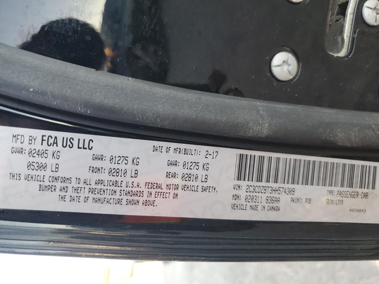 2017 Dodge Challenger R/T VIN: 2C3CDZBT3HH574309 Lot: 90947435