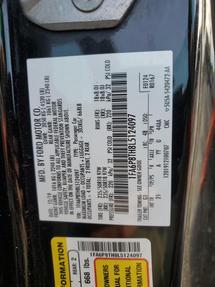 2020 Ford Mustang VIN: 1FA6P8TH8L5124097 Lot: 91843495