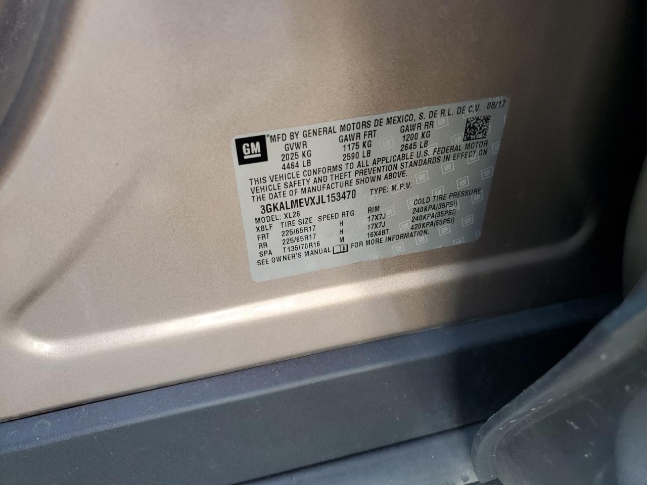 2018 GMC Terrain Sle VIN: 3GKALMEVXJL153470 Lot: 91223435
