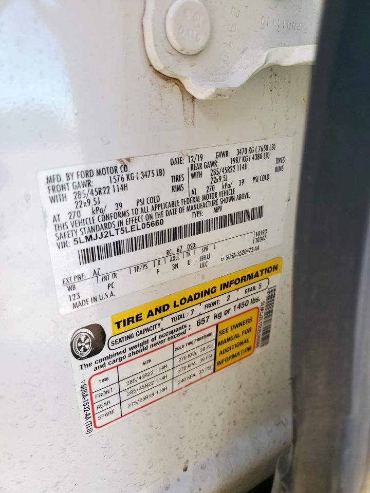 2020 Lincoln Navigator Reserve VIN: 5LMJJ2LT5LEL05660 Lot: 92709075