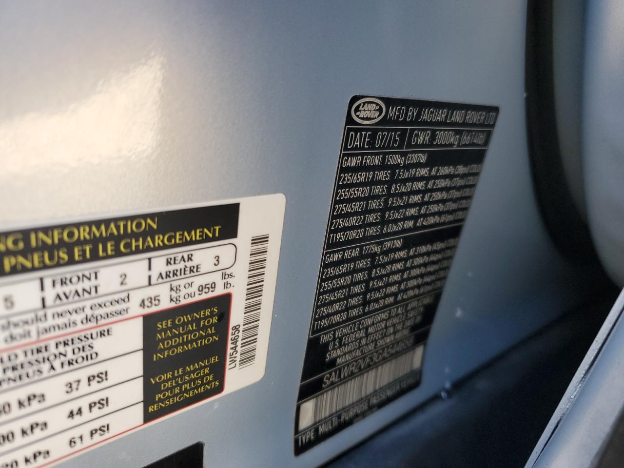 2016 Land Rover Range Rover Sport Hse VIN: SALWR2VF3GA544658 Lot: 93078795