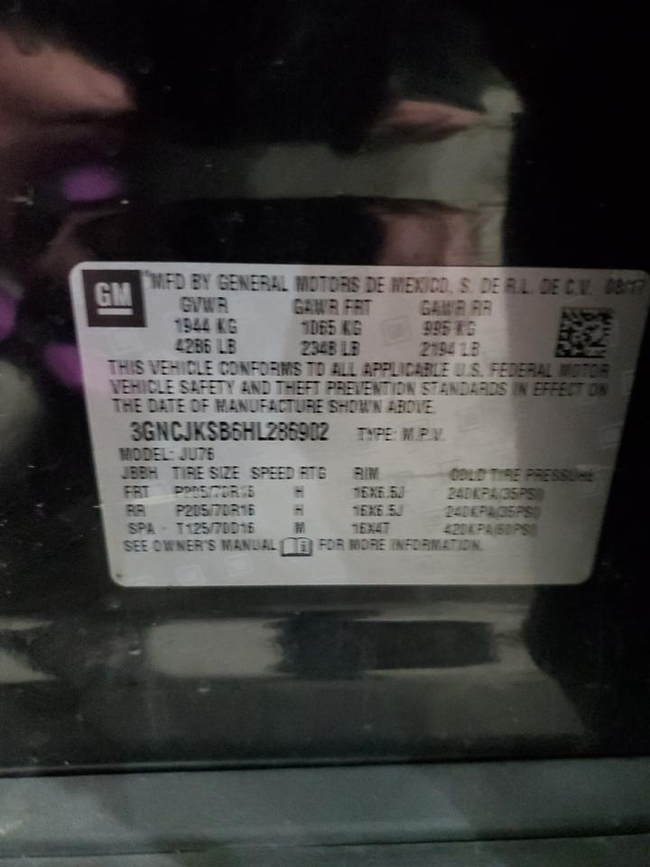 2017 Chevrolet Trax Ls VIN: 3GNCJKSB6HL286902 Lot: 92112425