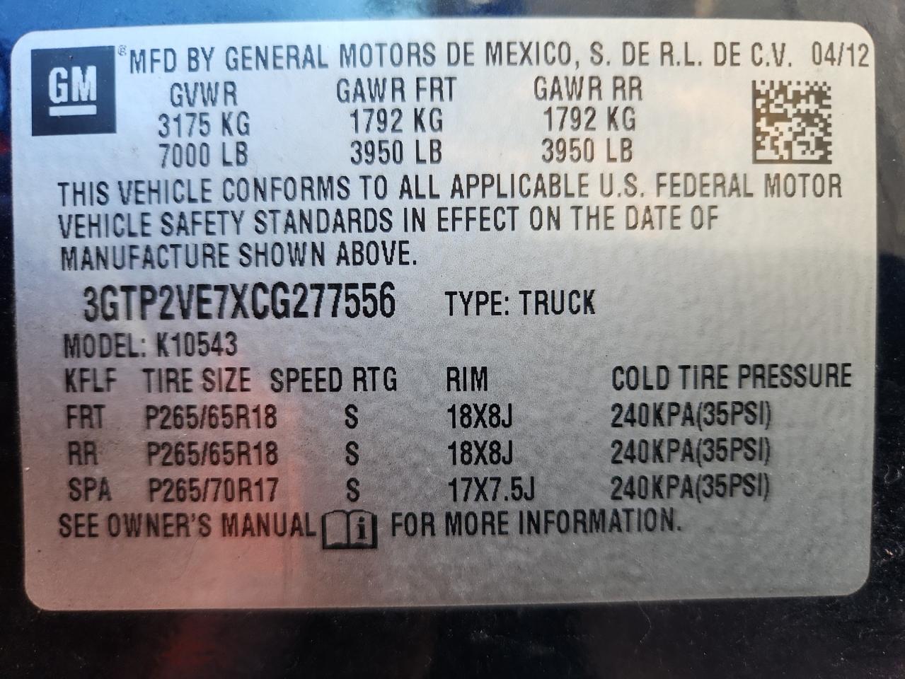 2012 GMC Sierra K1500 Sle VIN: 3GTP2VE7XCG277556 Lot: 91166225