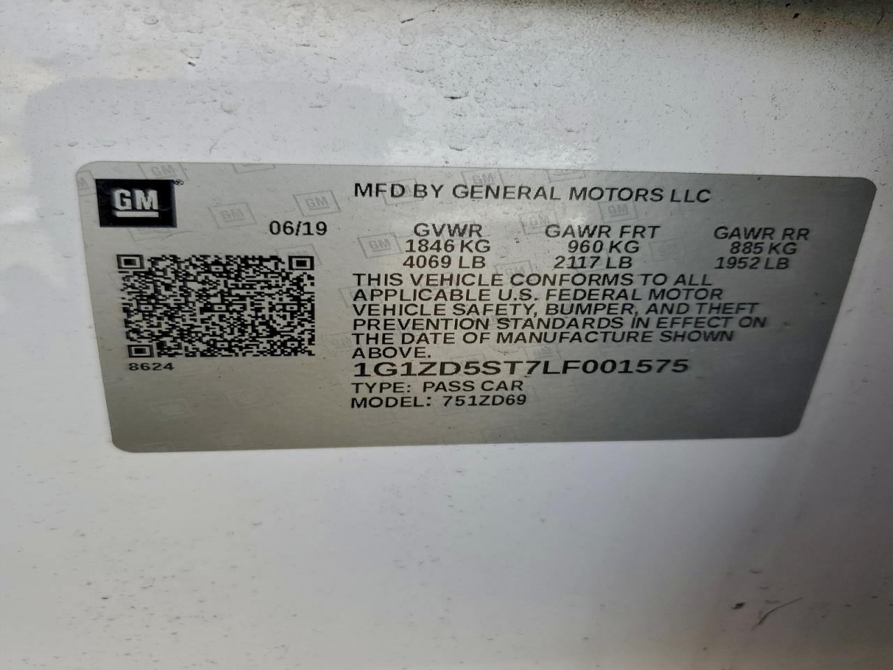 2020 Chevrolet Malibu Lt VIN: 1G1ZD5ST7LF001575 Lot: 93953595