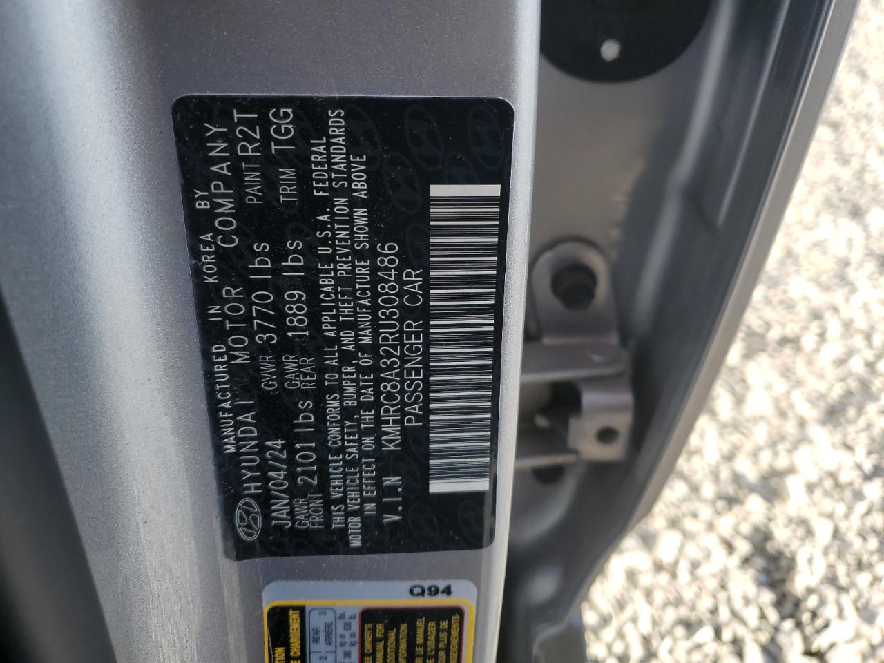 2024 Hyundai Venue Sel VIN: KMHRC8A32RU308486 Lot: 91606005