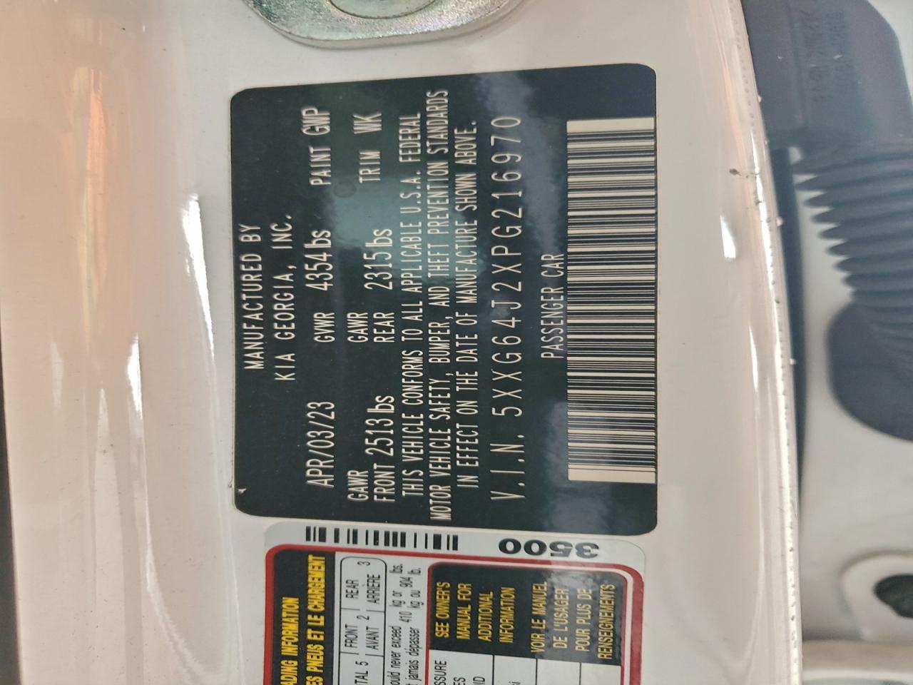 2023 Kia K5 Gt Line VIN: 5XXG64J2XPG216970 Lot: 94446195