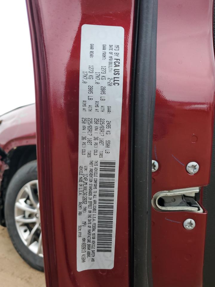 2020 Jeep Cherokee Latitude Plus VIN: 1C4PJMLXXLD612652 Lot: 93910295