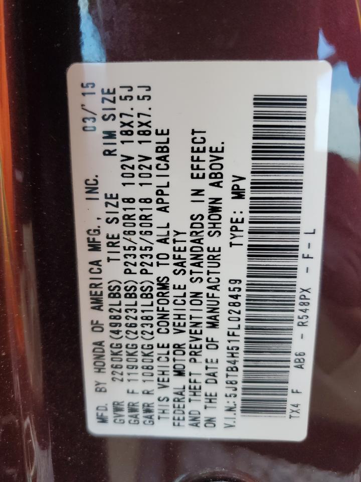 2015 Acura Rdx Technology VIN: 5J8TB4H51FL028459 Lot: 91206495