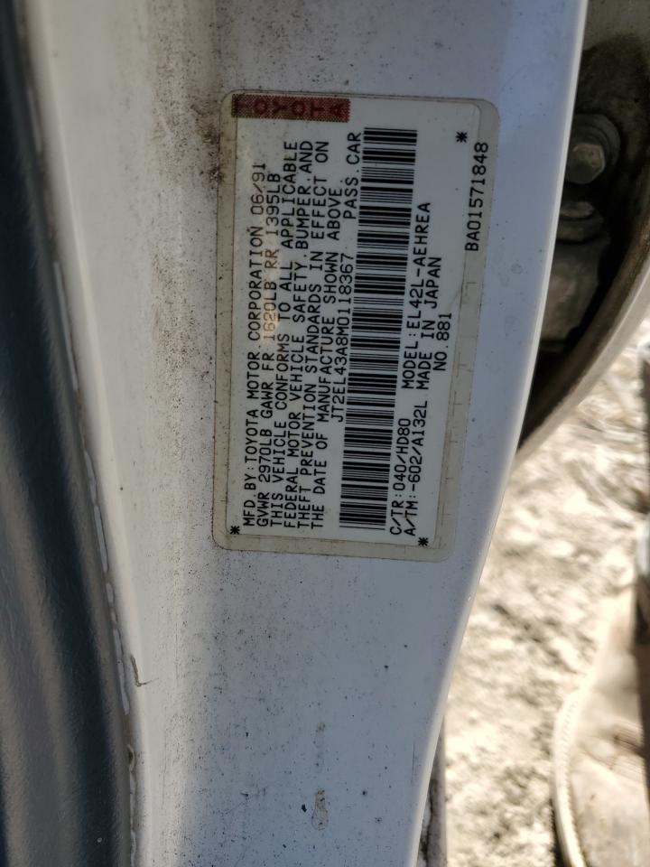 1991 Toyota Tercel Deluxe VIN: JT2EL43A8M0118367 Lot: 91316625