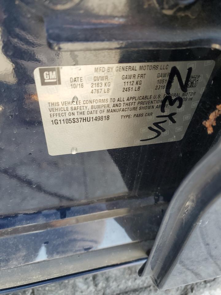 2017 Chevrolet Impala Lt VIN: 1G1105S37HU149818 Lot: 93271955