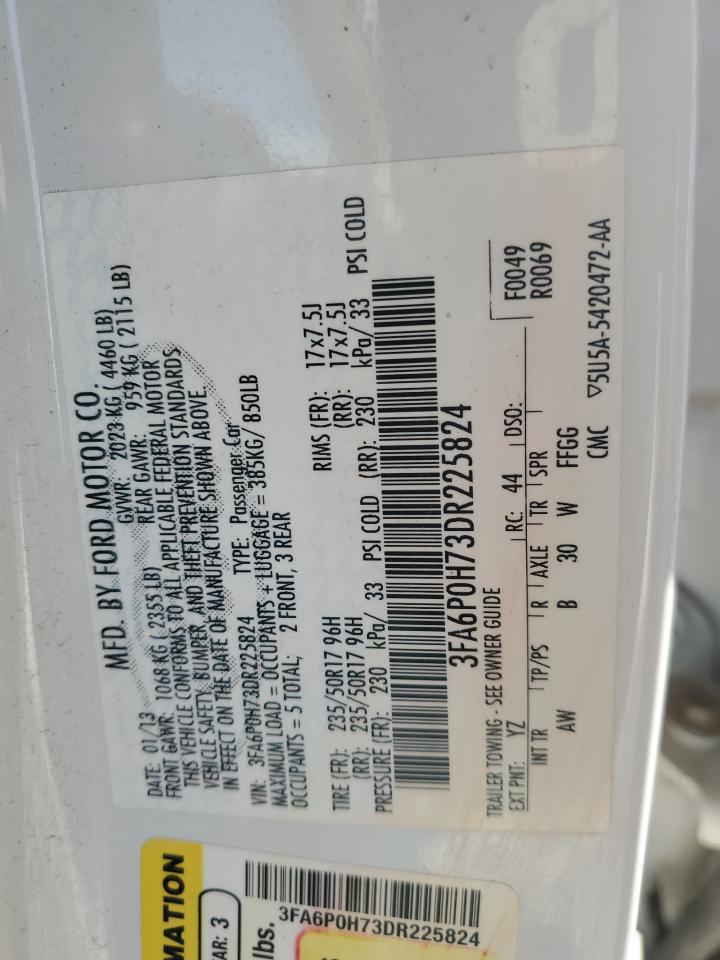 2013 Ford Fusion Se VIN: 3FA6P0H73DR225824 Lot: 91379425