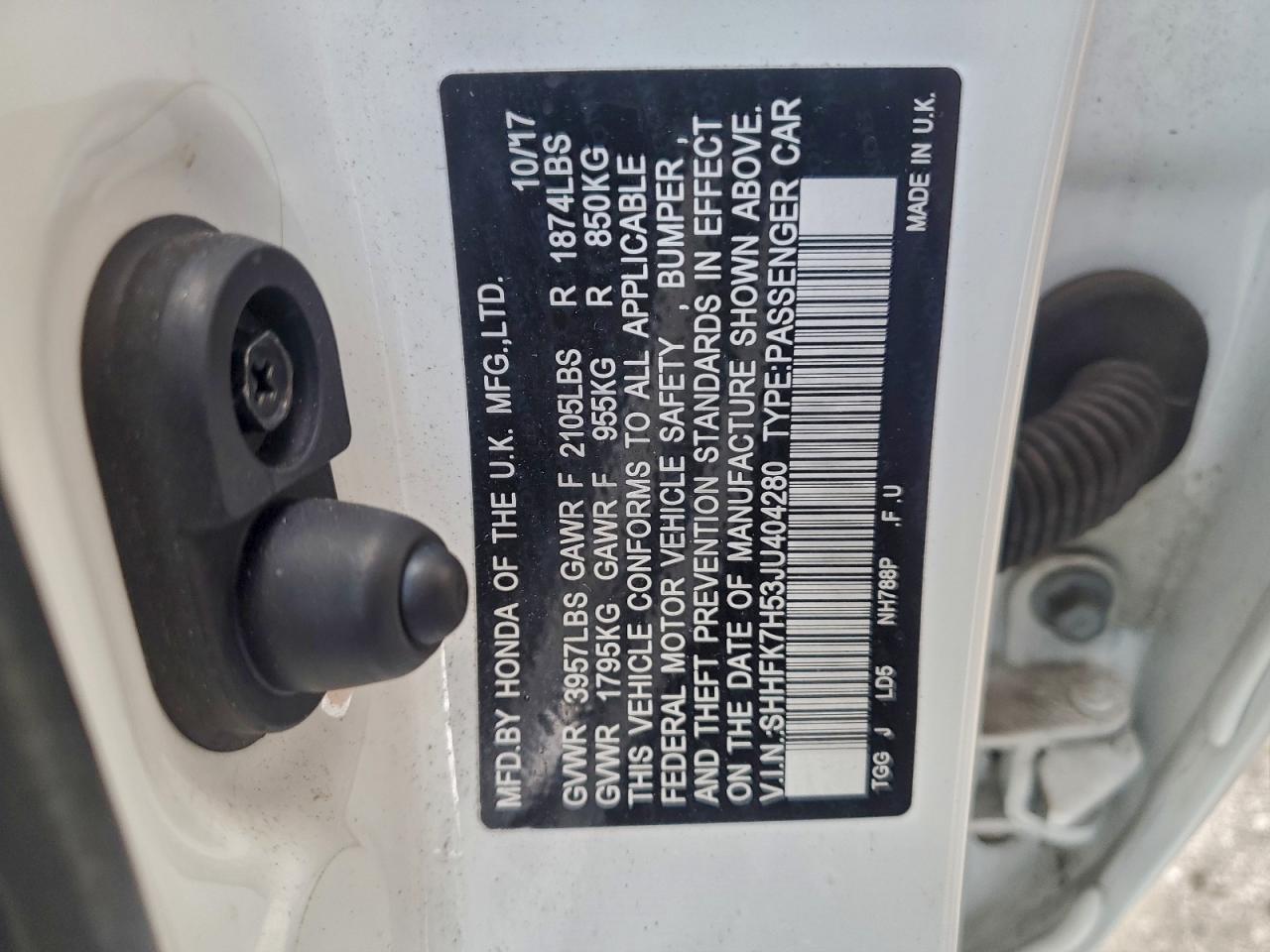 2018 Honda Civic Ex VIN: SHHFK7H53JU404280 Lot: 94599135