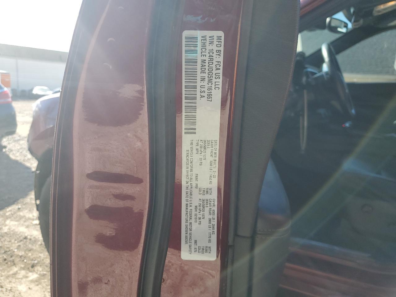 2022 Dodge Durango Gt VIN: 1C4RDJDG5NC161667 Lot: 91263075