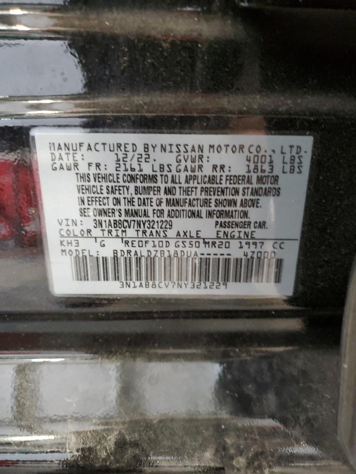 2022 Nissan Sentra Sv VIN: 3N1AB8CV7NY321229 Lot: 91037215