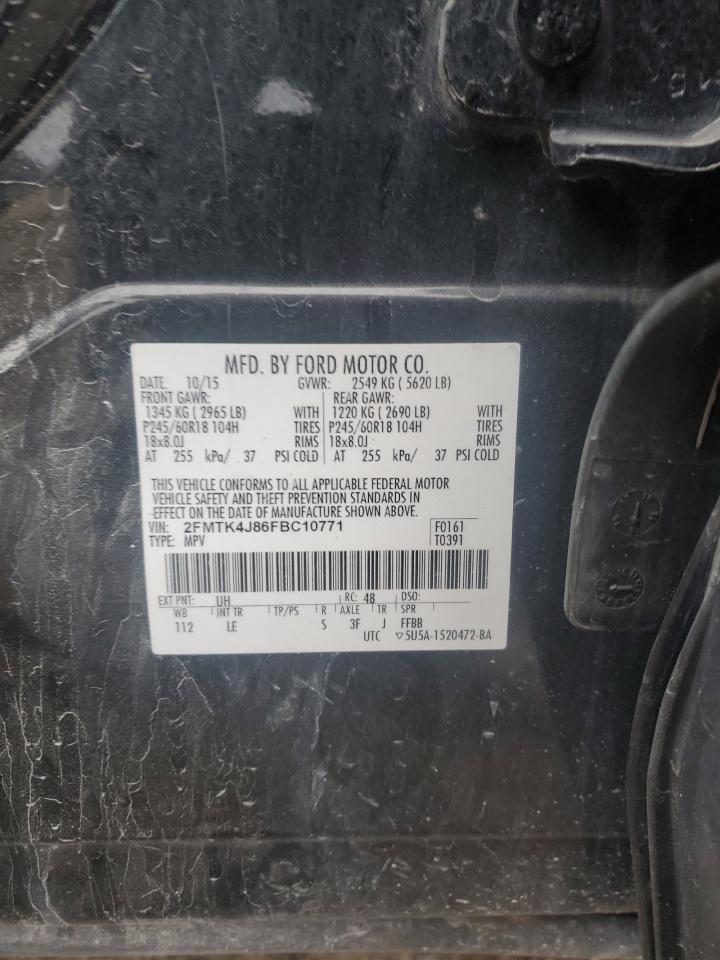 2015 Ford Edge Sel VIN: 2FMTK4J86FBC10771 Lot: 93235555