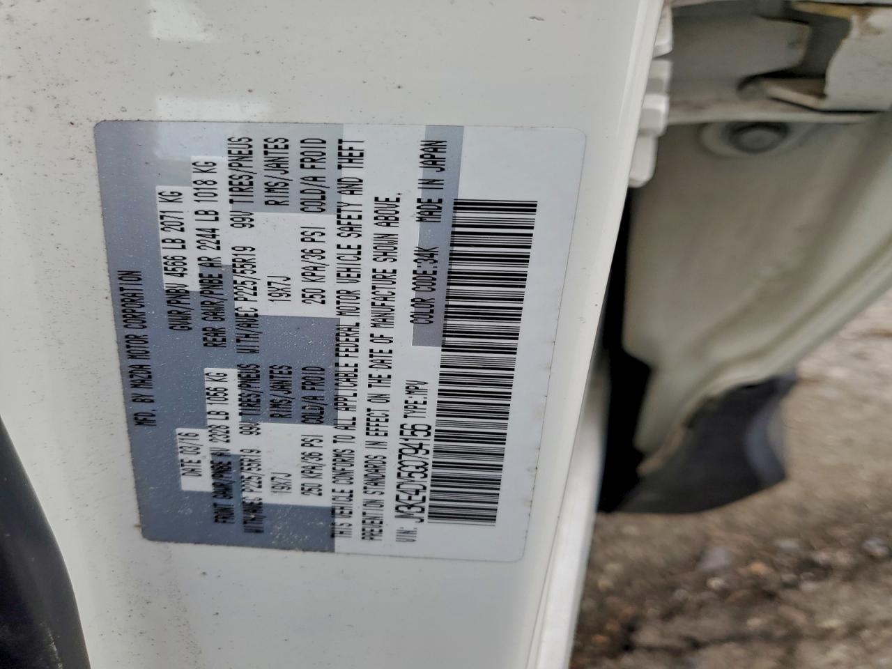 2016 Mazda Cx-5 Gt VIN: JM3KE4DY5G0794156 Lot: 93558195