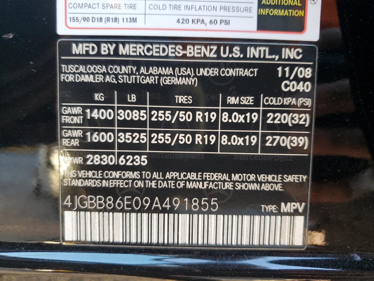 2009 Mercedes-Benz Ml 350 VIN: 4JGBB86E09A491855 Lot: 91729525