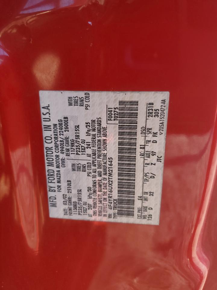 2002 Mazda B3000 Cab Plus VIN: 4F4YR16UX2TM21645 Lot: 91576685