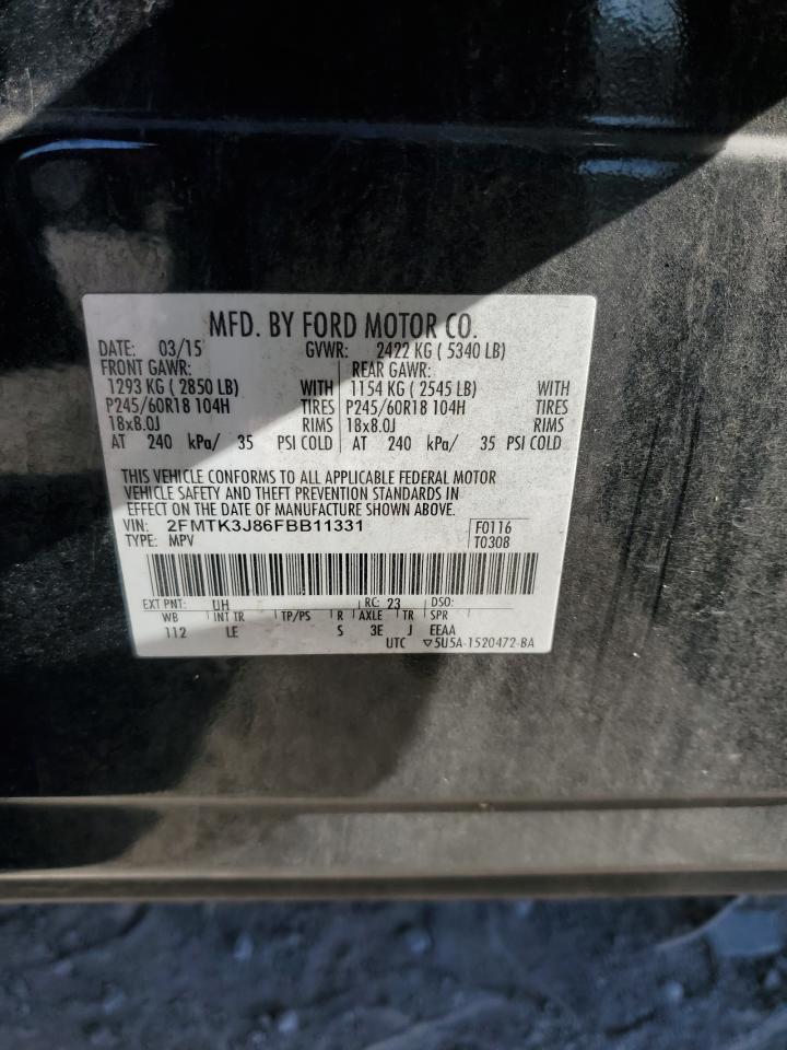 2015 Ford Edge Sel VIN: 2FMTK3J86FBB11331 Lot: 91295525