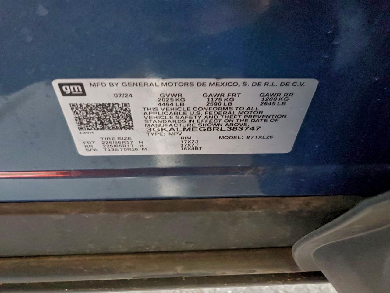 2024 GMC Terrain Sle VIN: 3GKALMEG8RL383747 Lot: 94137655