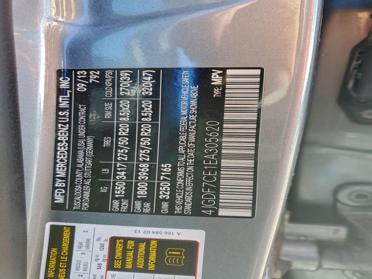 2014 Mercedes-Benz Gl 450 4Matic VIN: 4JGDF7CE1EA305620 Lot: 93866465