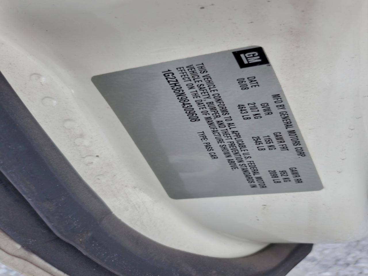 2008 Pontiac G6 Gt VIN: 1G2ZH36N984309608 Lot: 94285495