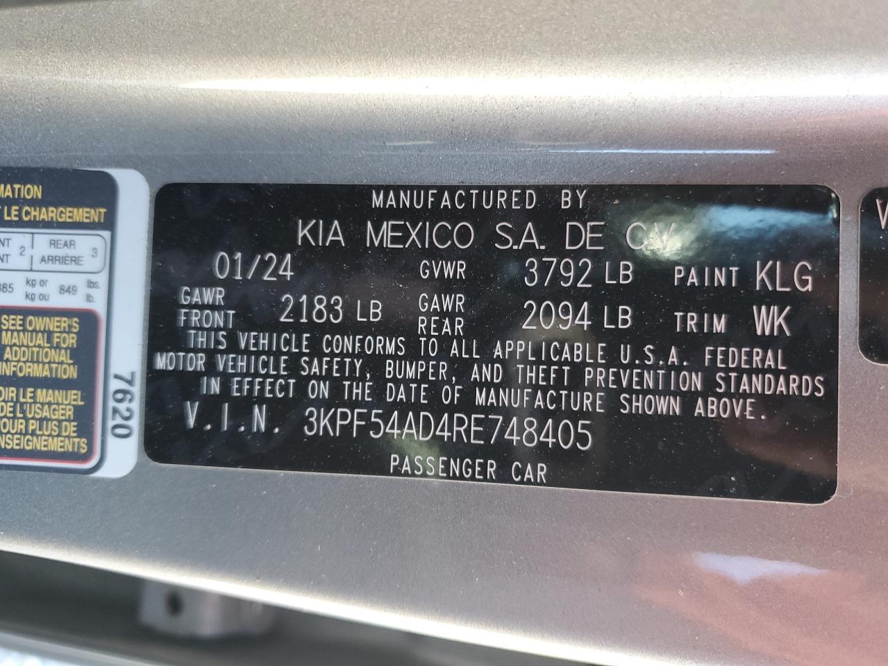 2024 Kia Forte Gt Line VIN: 3KPF54AD4RE748405 Lot: 91214415