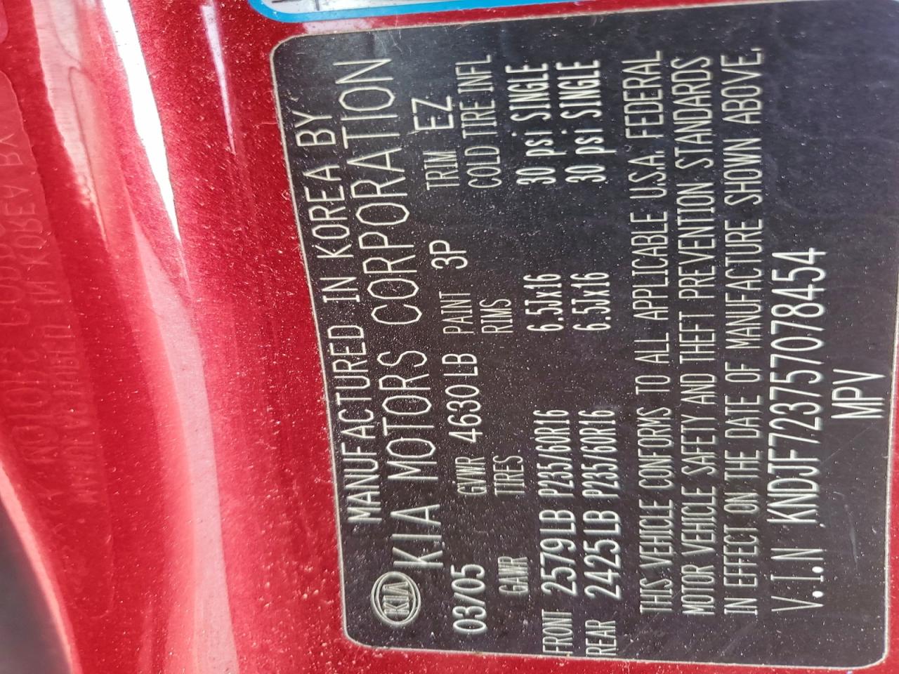 2005 Kia New Sportage VIN: KNDJF723757078454 Lot: 94498655