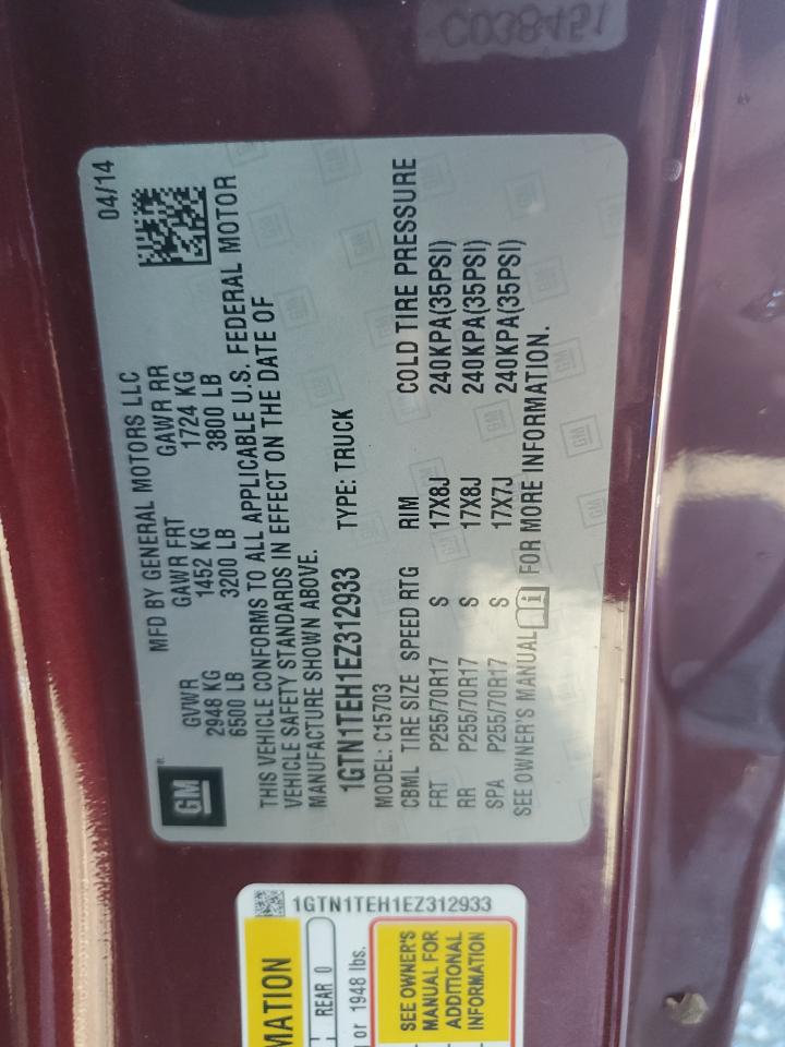 2014 GMC Sierra C1500 VIN: 1GTN1TEH1EZ312933 Lot: 91164795