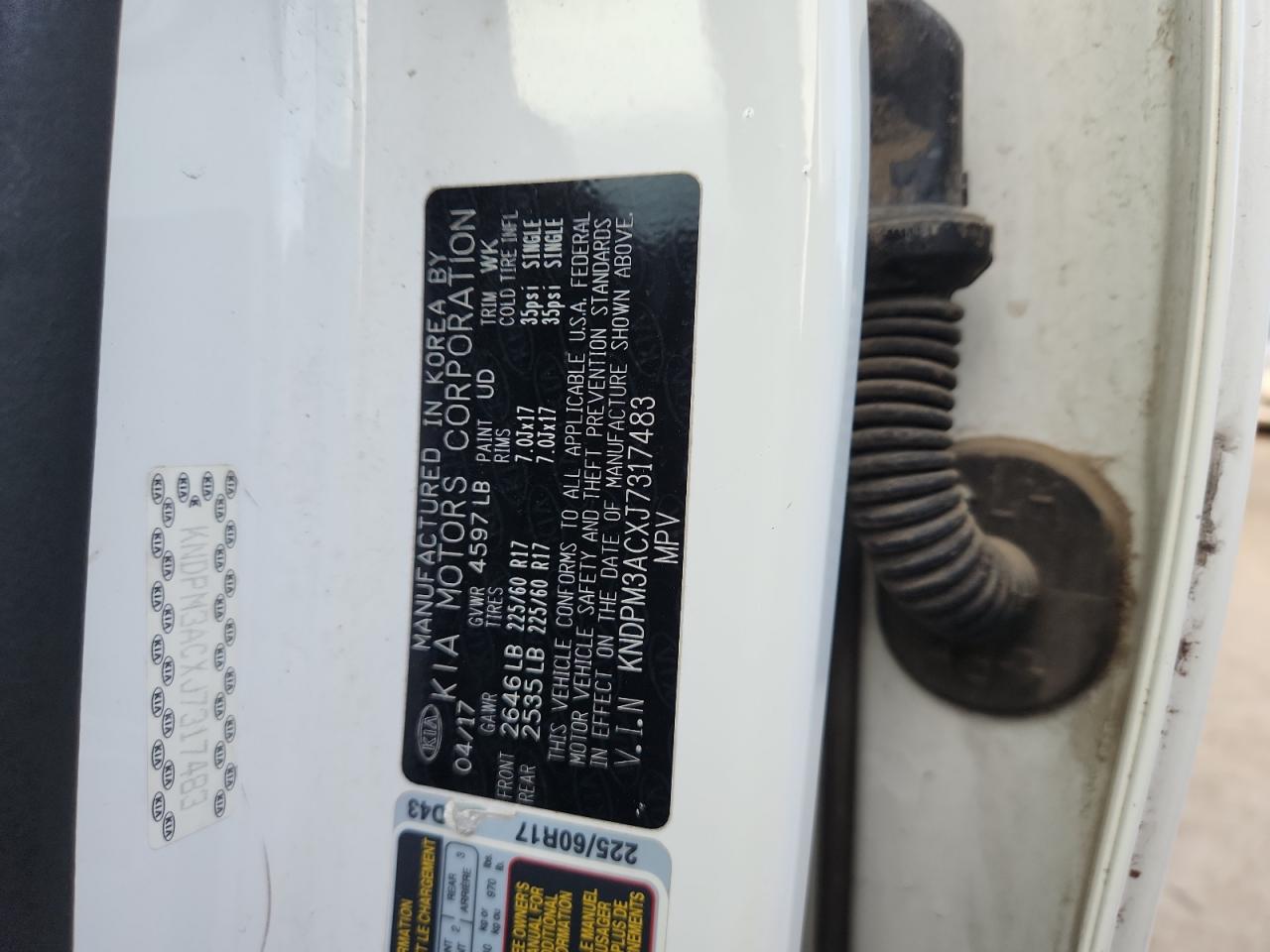 2018 Kia Sportage Lx VIN: KNDPM3ACXJ7317483 Lot: 92503975