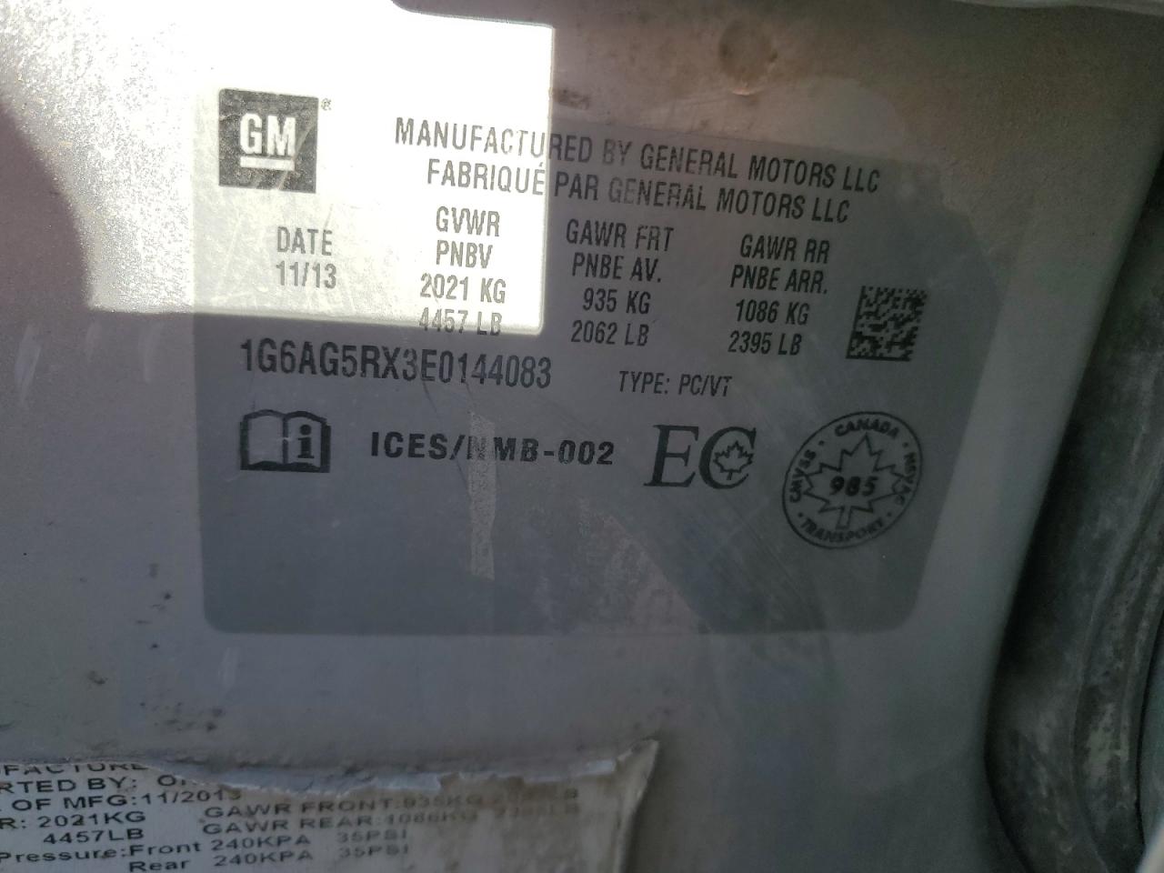 2014 Cadillac Ats VIN: 1G6AG5RX3E0144083 Lot: 90624365