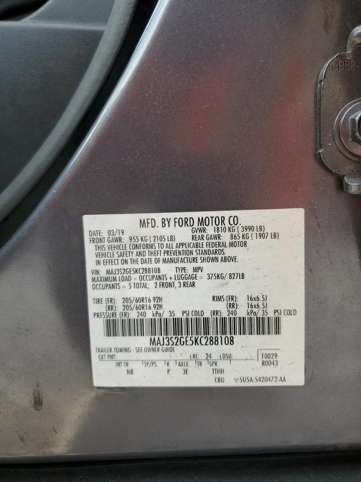 2019 Ford Ecosport Se VIN: MAJ3S2GE5KC288108 Lot: 92470905