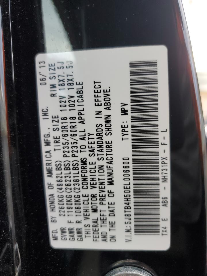 2014 Acura Rdx Technology VIN: 5J8TB4H50EL006600 Lot: 91120655