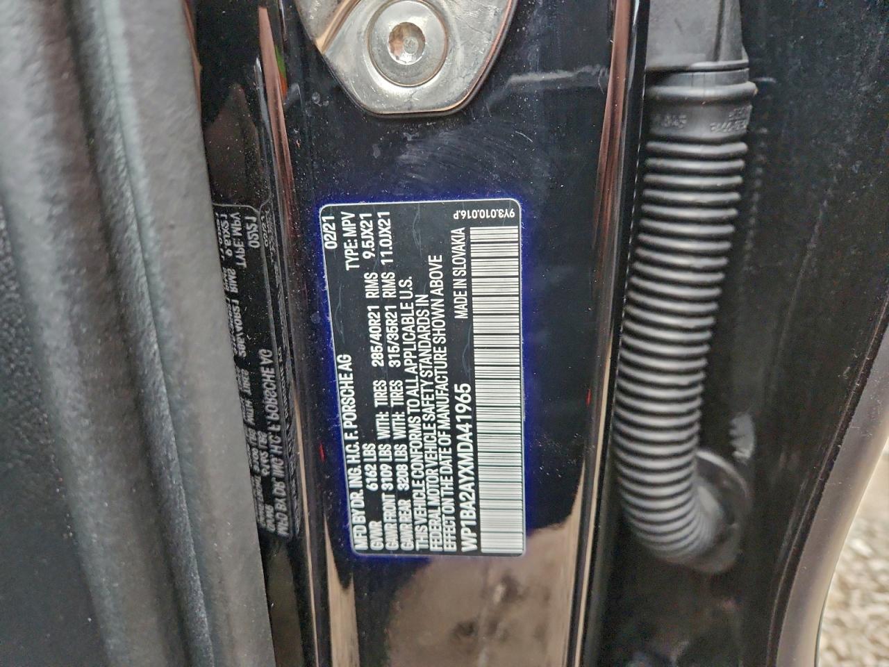 2021 Porsche Cayenne Coupe VIN: WP1BA2AYXMDA41965 Lot: 93244015