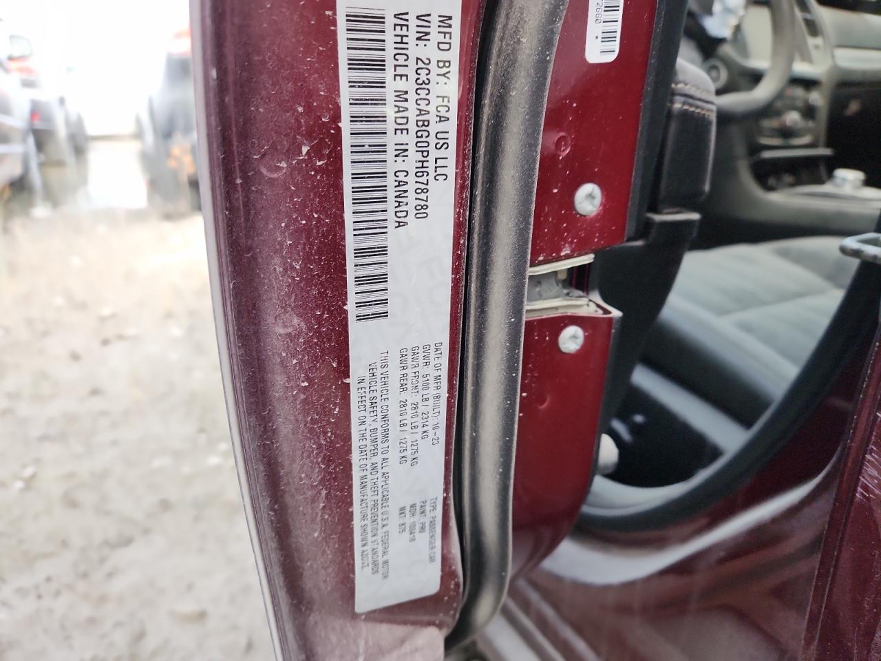 2023 Chrysler 300 S VIN: 2C3CCABG0PH678780 Lot: 93747875