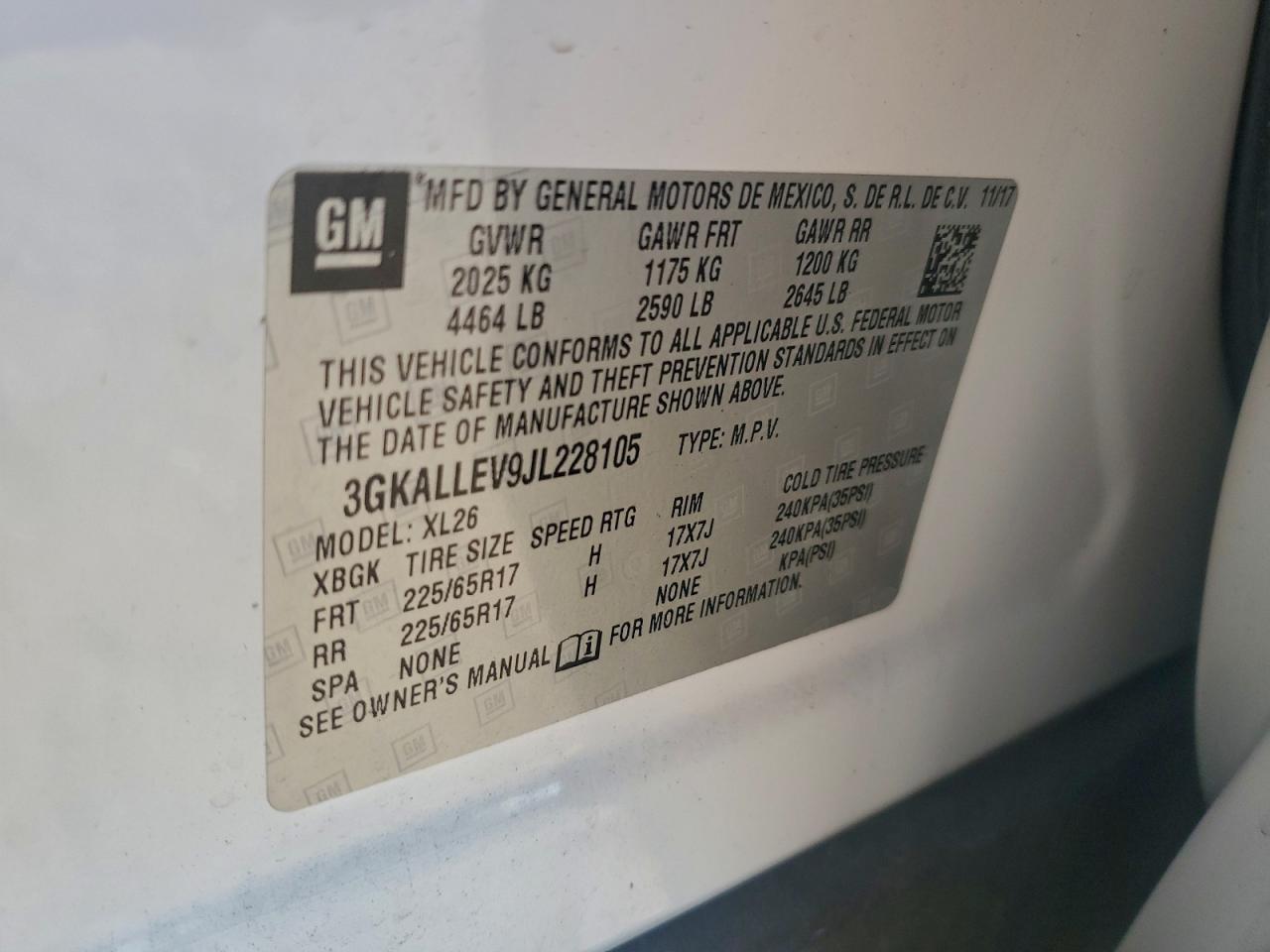 2018 GMC Terrain Sl VIN: 3GKALLEV9JL228105 Lot: 93768585