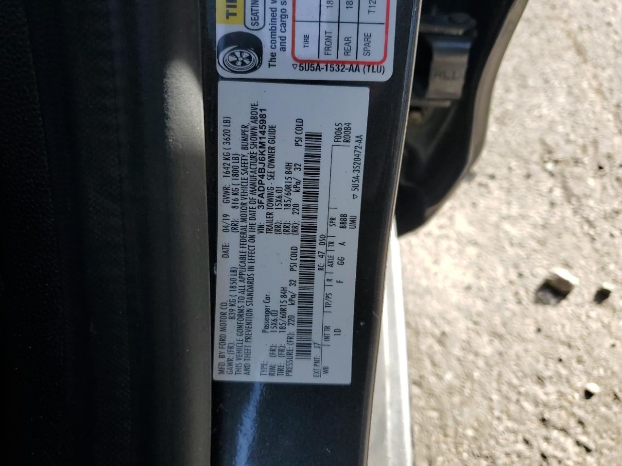 2019 Ford Fiesta Se VIN: 3FADP4BJ6KM145981 Lot: 92499285