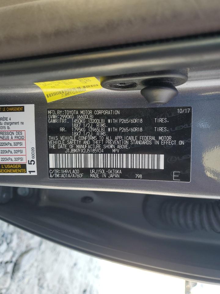 2018 Lexus Gx 460 VIN: JTJBM7FX2J5185924 Lot: 92939505