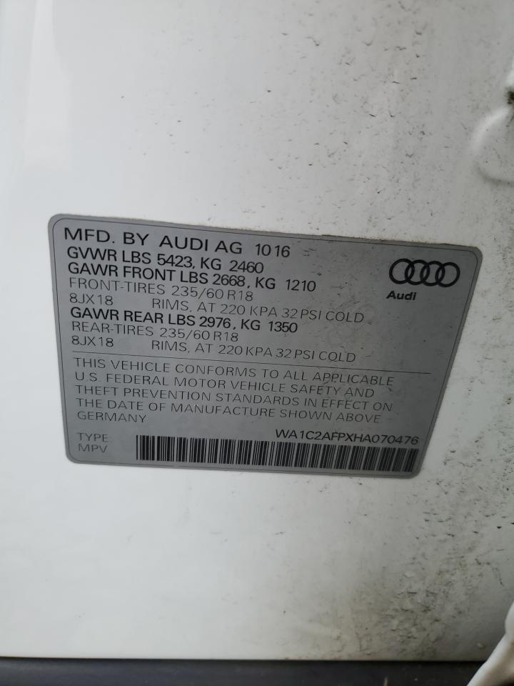 2017 Audi Q5 Premium VIN: WA1C2AFPXHA070476 Lot: 90985725