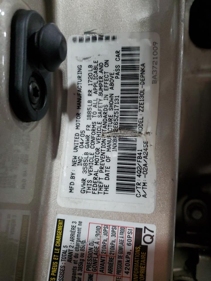 2005 Toyota Corolla Ce VIN: 1NXBR32E65Z517131 Lot: 91895355